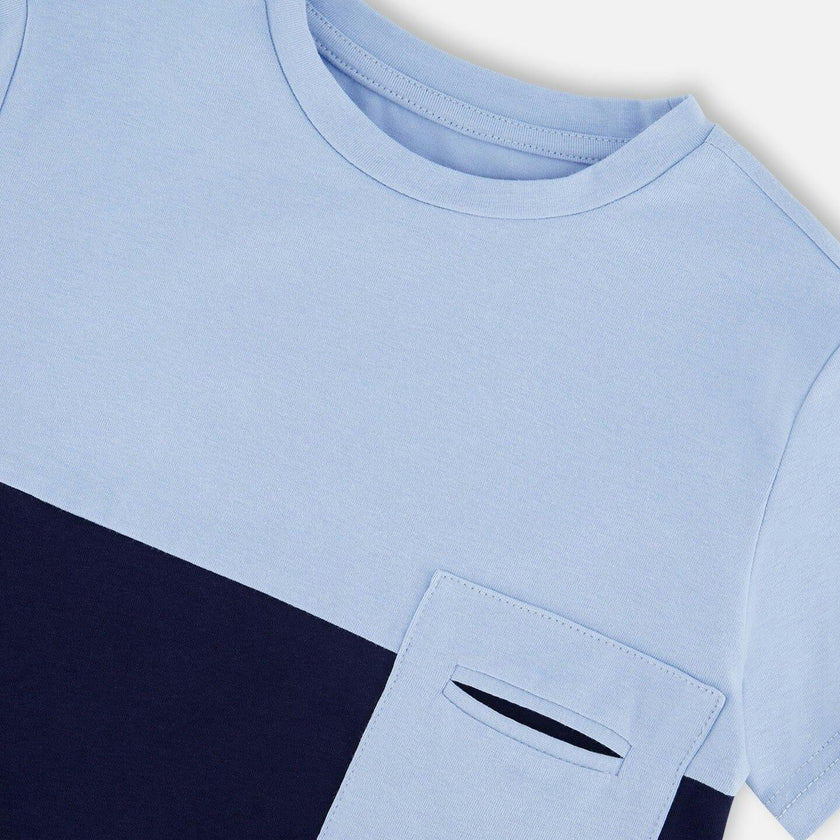 Organic Cotton Colorblock Jersey T-Shirt With Chest Pocket