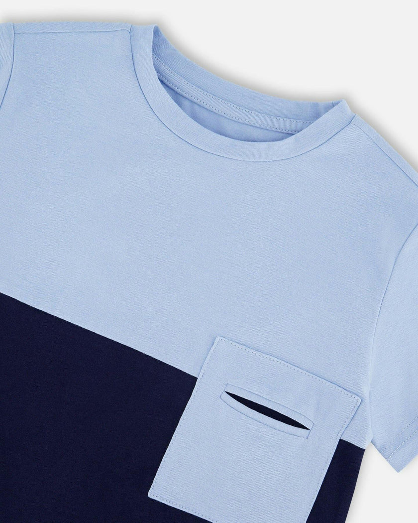 Organic Cotton Colorblock Jersey T-Shirt With Chest Pocket