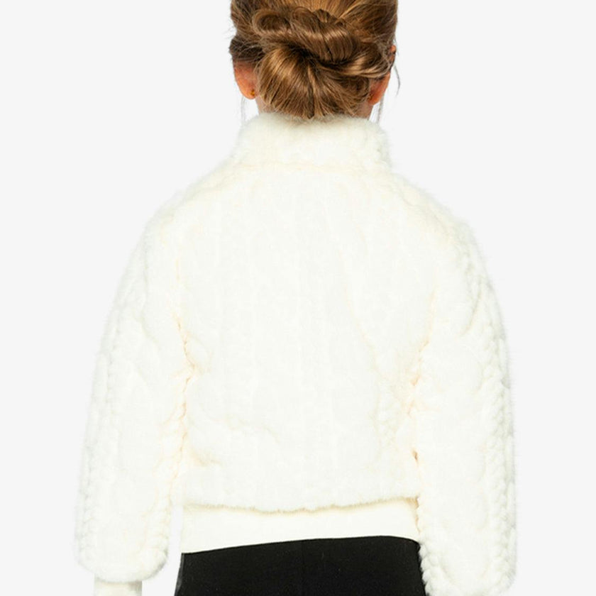 Faux Fur Jacquard Jacket Beige