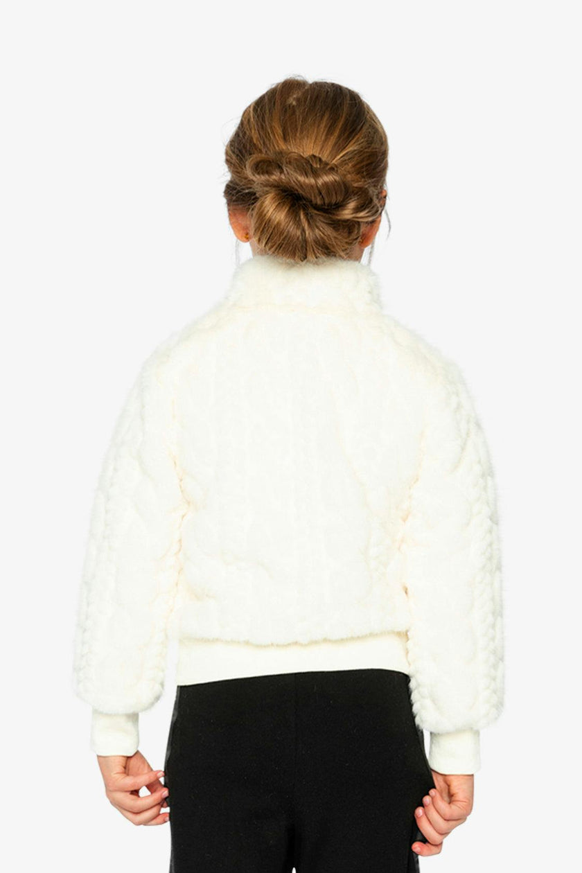Faux Fur Jacquard Jacket Beige