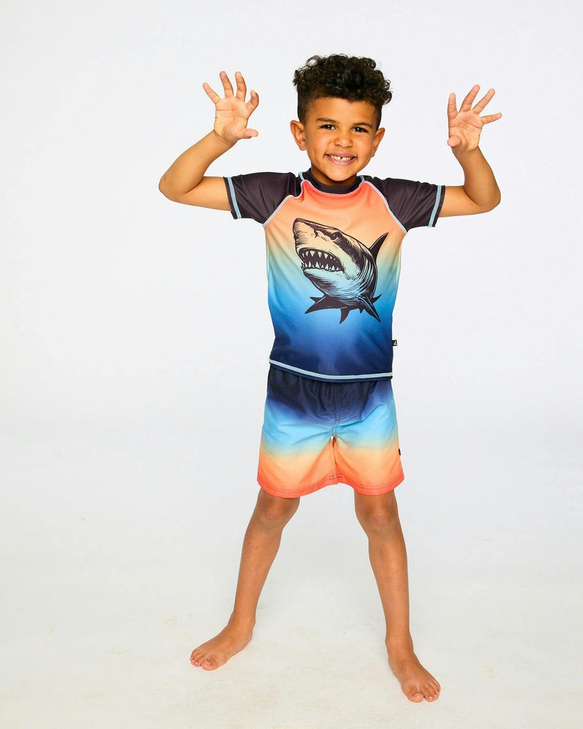 Short Sleeve Rashguard Blue And Orange Gradient