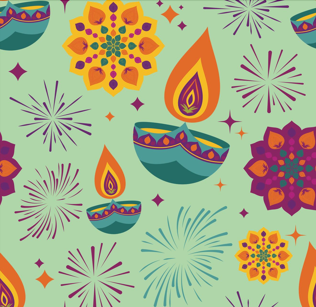 Long Sleeve Pajama Set - Diwali Light