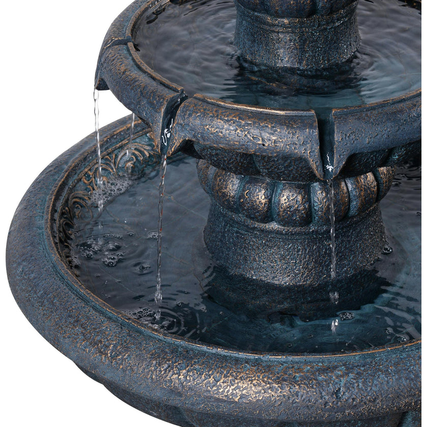Teamson Home 2-Tier Birdbath Water Fountain Outdoor Garden with Shallow Basin
