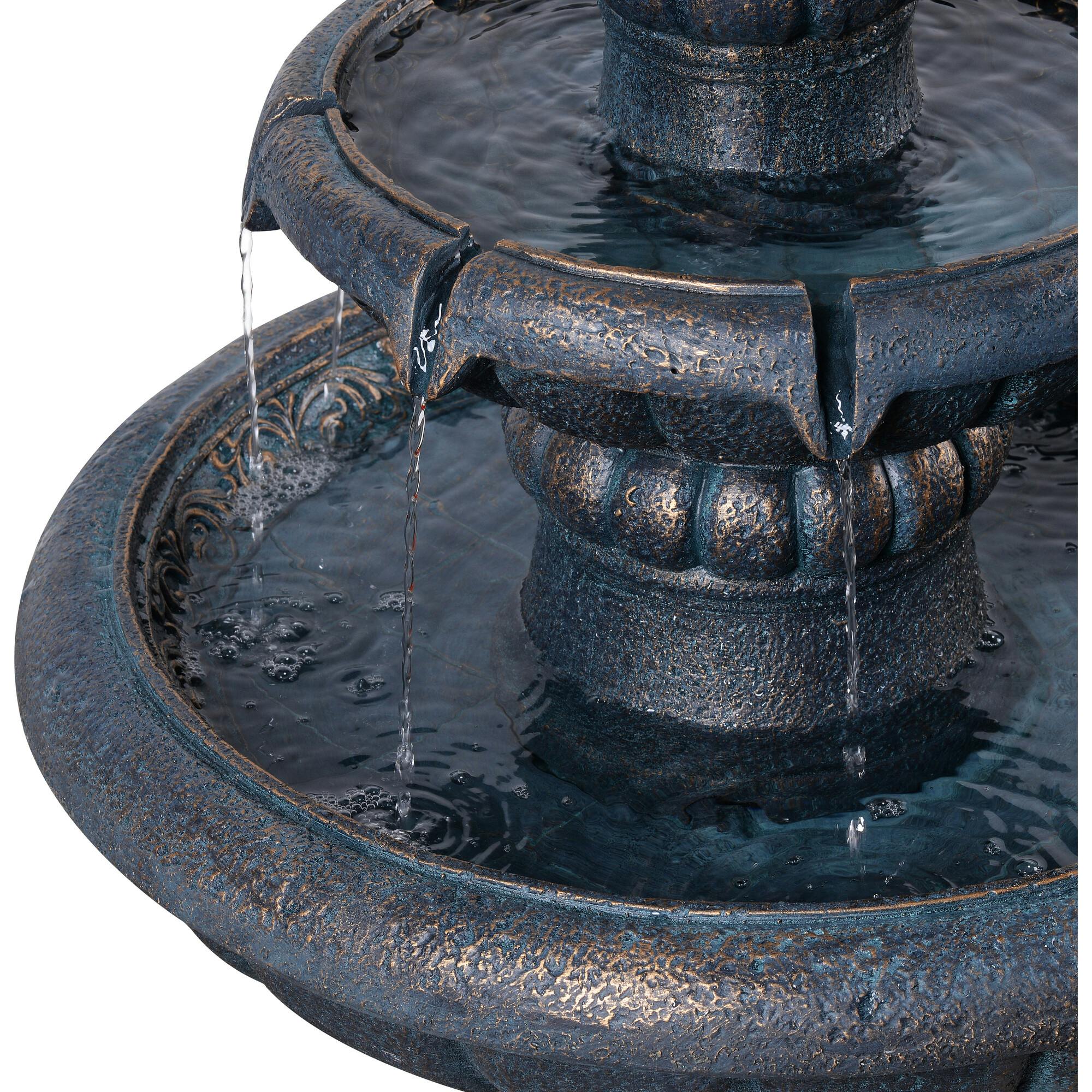 Teamson Home 2-Tier Birdbath Water Fountain Outdoor Garden with Shallow Basin