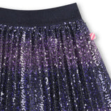 Navy Sequin Pleated Skirt