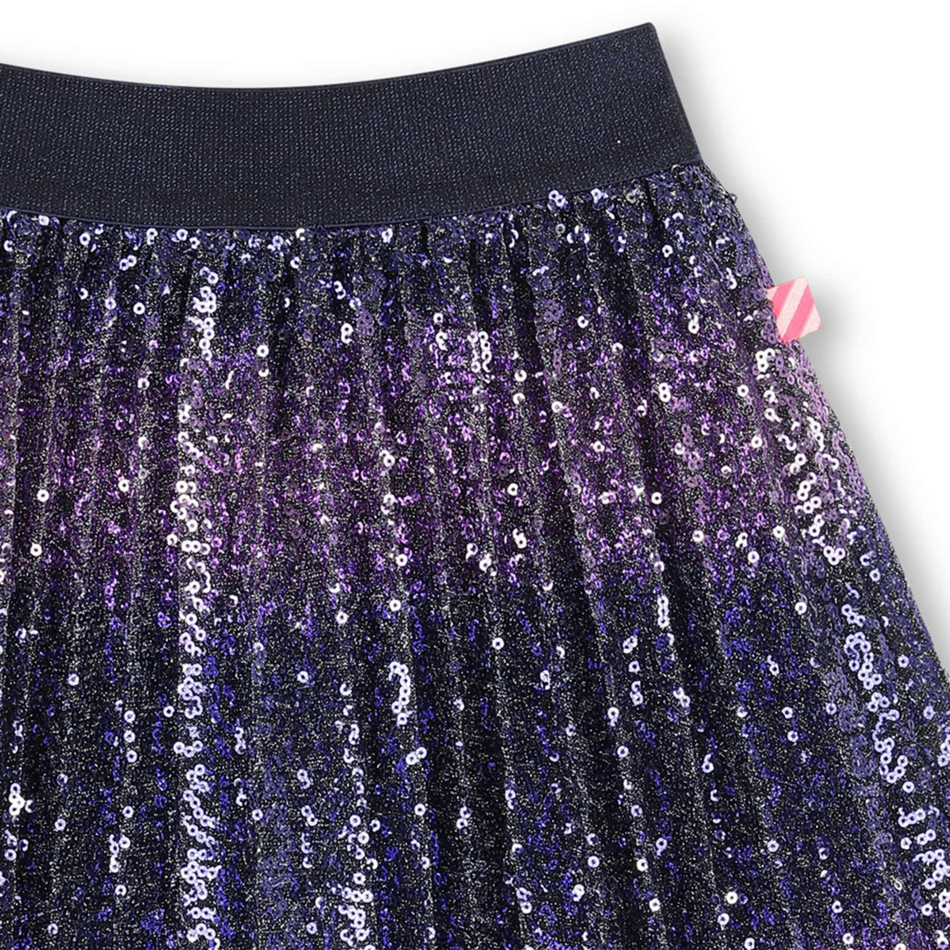Navy Sequin Pleated Skirt