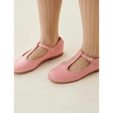 Pink Leather Girl T-Bar Shoes, Pink