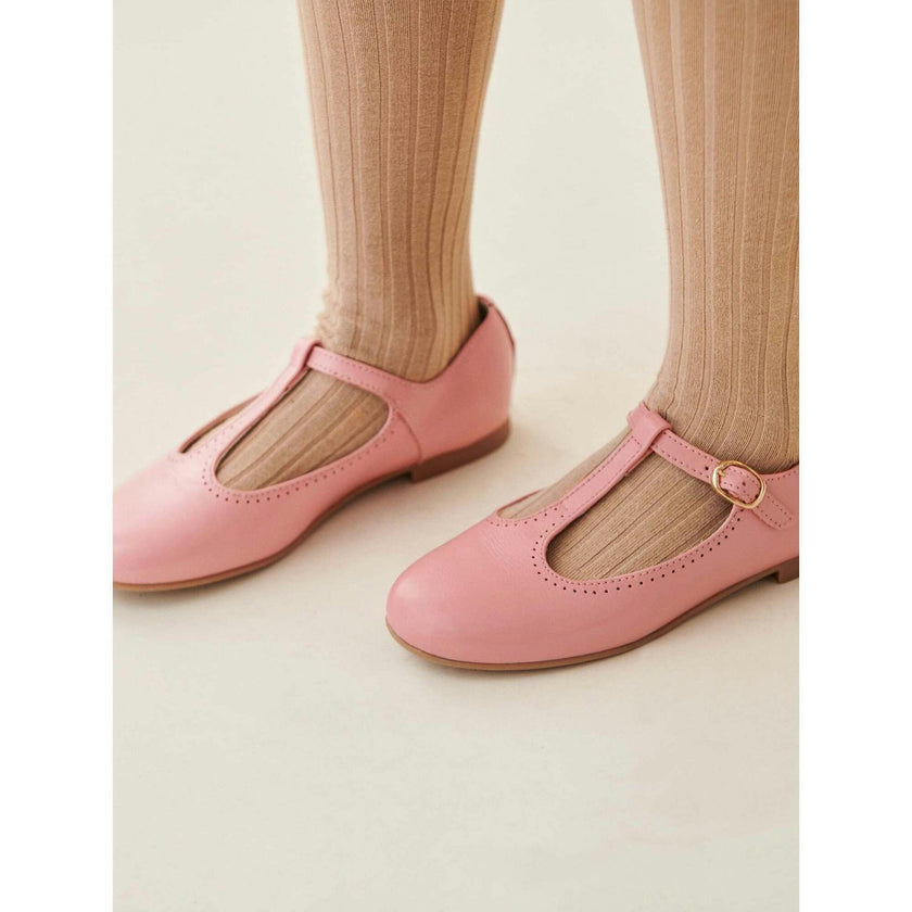 Pink Leather Girl T-Bar Shoes, Pink