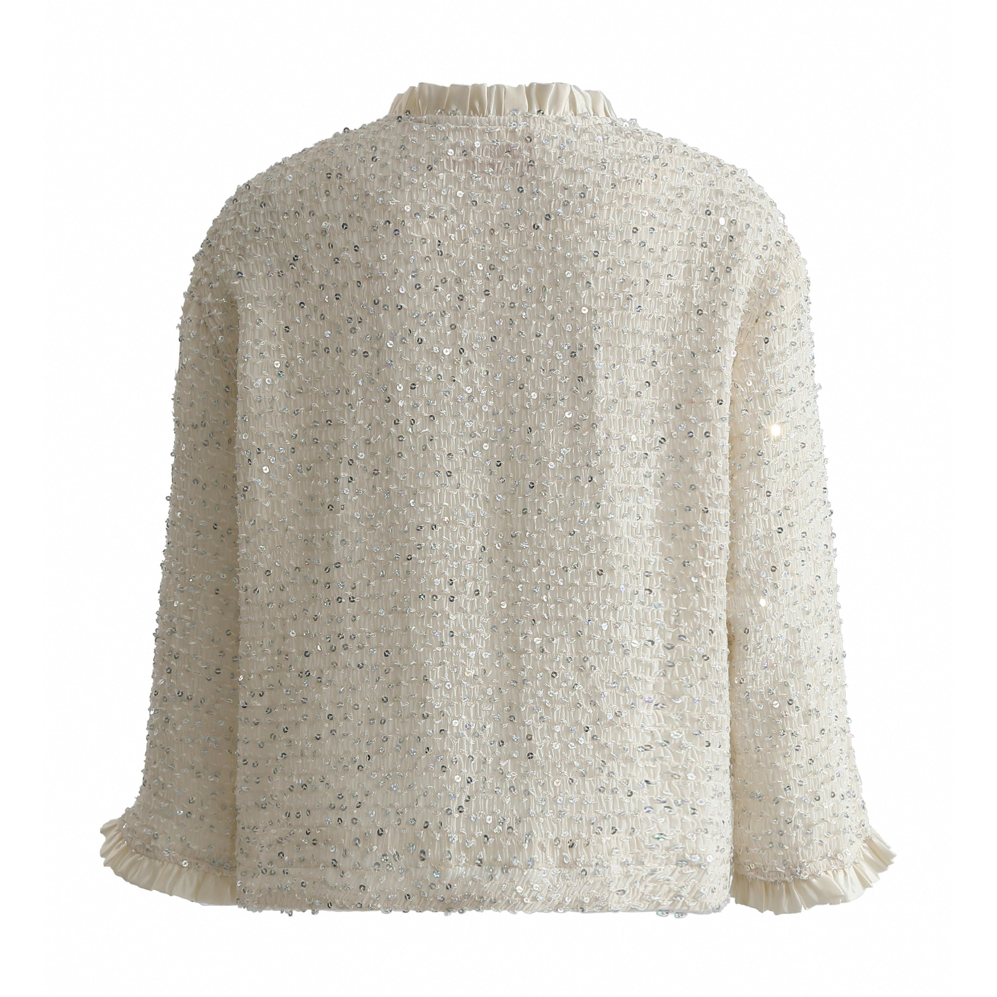Cream Sequin Tweed Jacket