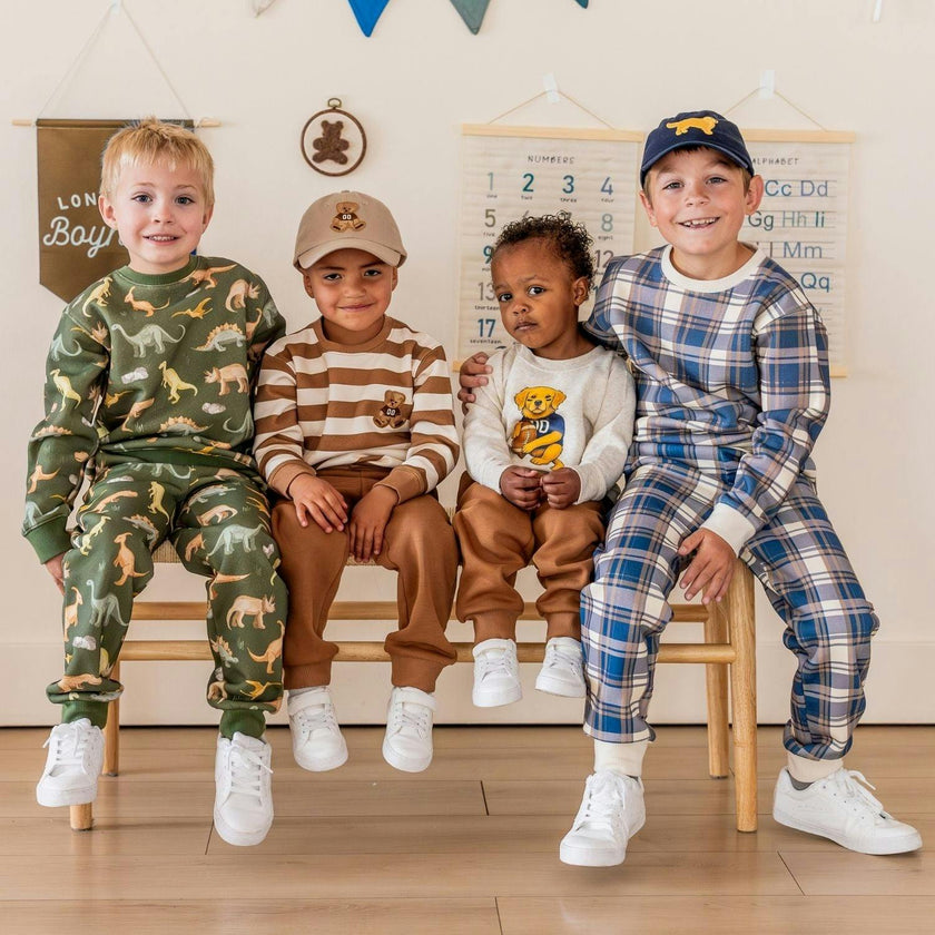 Teddy Bear Patch Striped Sweatshirt
