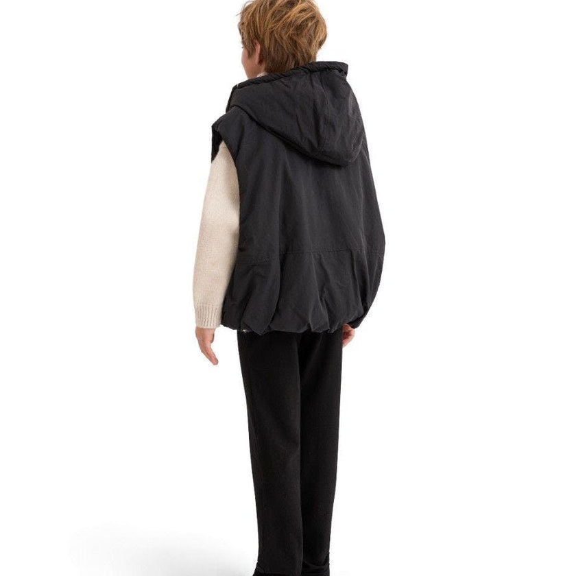 Black Hooded Puffer Vest