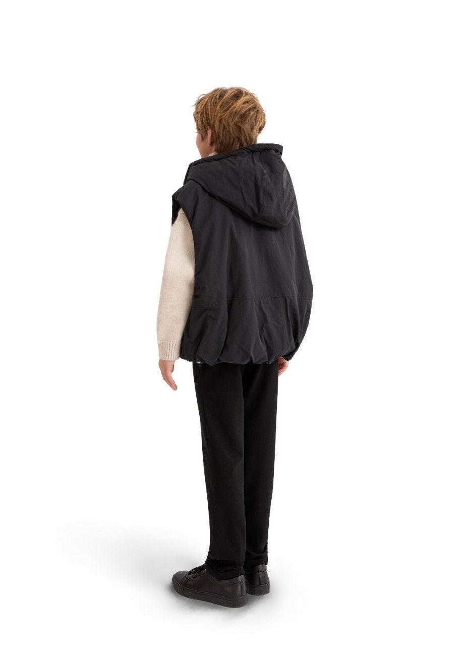 Black Hooded Puffer Vest