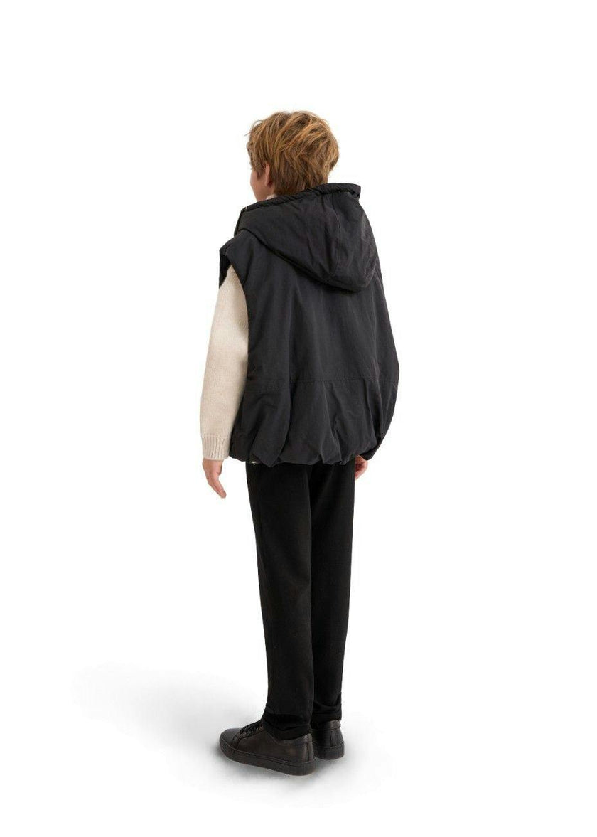 Black Hooded Puffer Vest