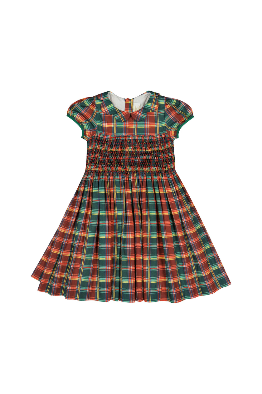 VICTOIRE TARTAN SMOCKED DRESS