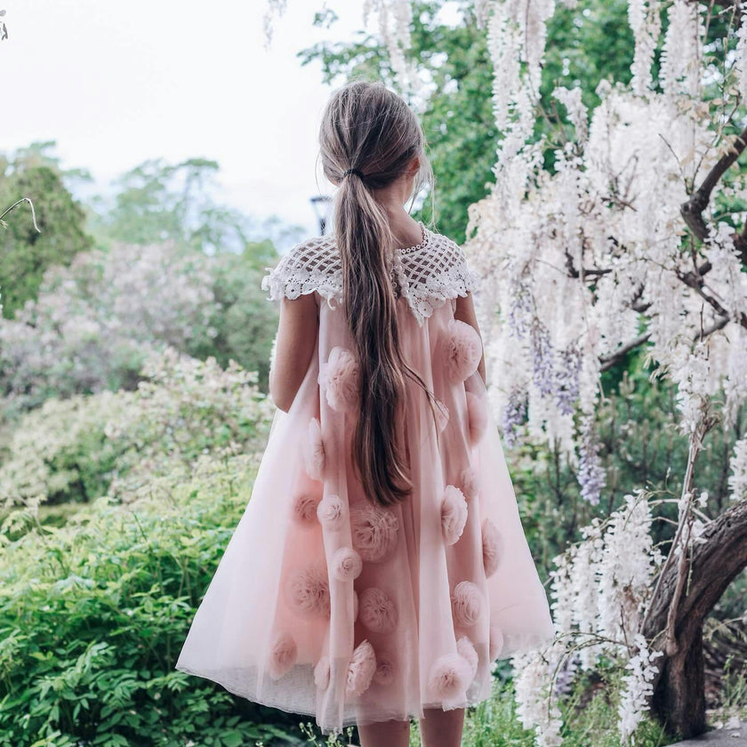 Rosa Pink Tulle Flower Dress