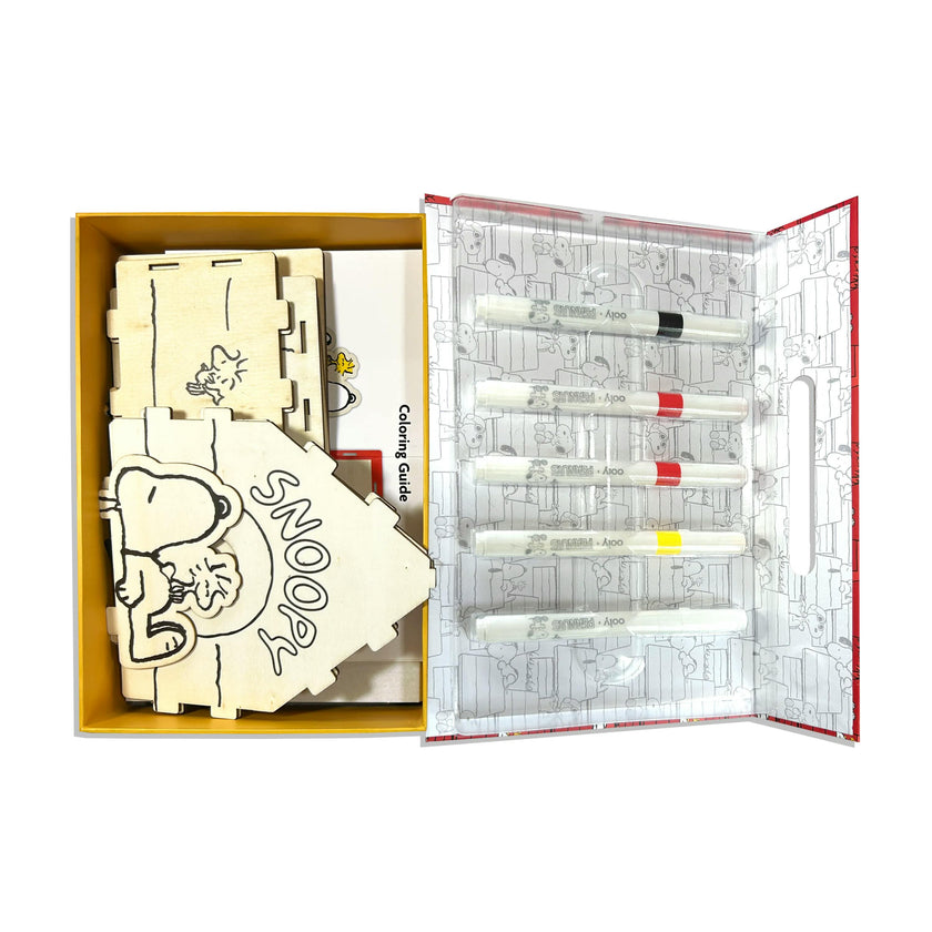 OOLY x Peanuts Color-in Wooden Birdhouse Kit - 5 Paint Markers