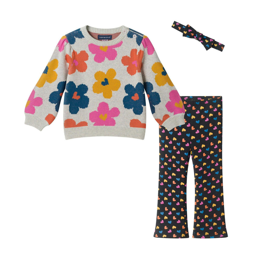 Infant Girls Sweater Set | Flowers & Hearts