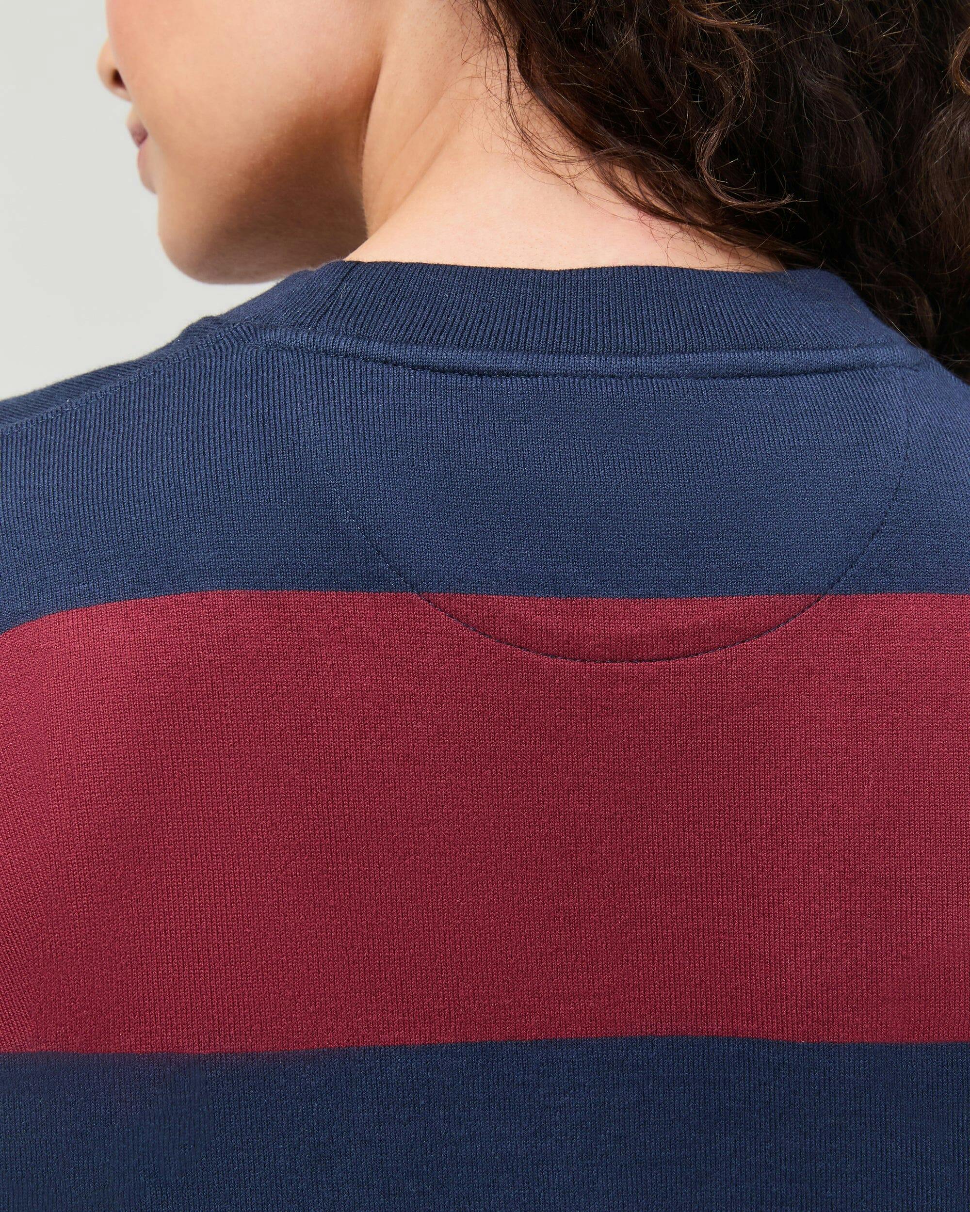 Womens Heavy Pima Rugby Pullover - Pima Cotton Jersey - Maroon/Navy Stripe