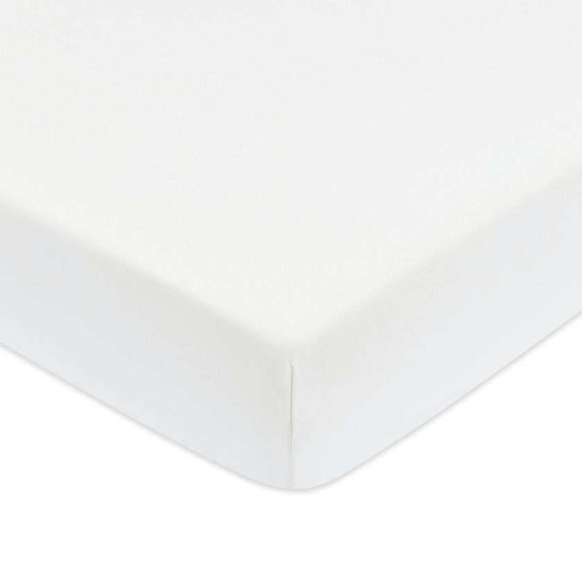 Crib Sheet in GOTS Certified Organic Brushed Cotton in Bright White
