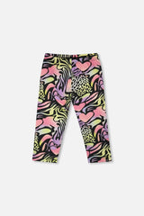 Organic Cotton Jersey Capri Black Printed Multicolor