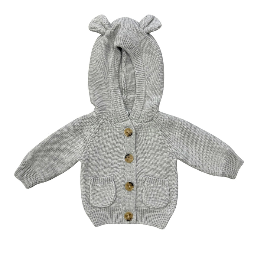 Knit Hoodie in Gray Marble