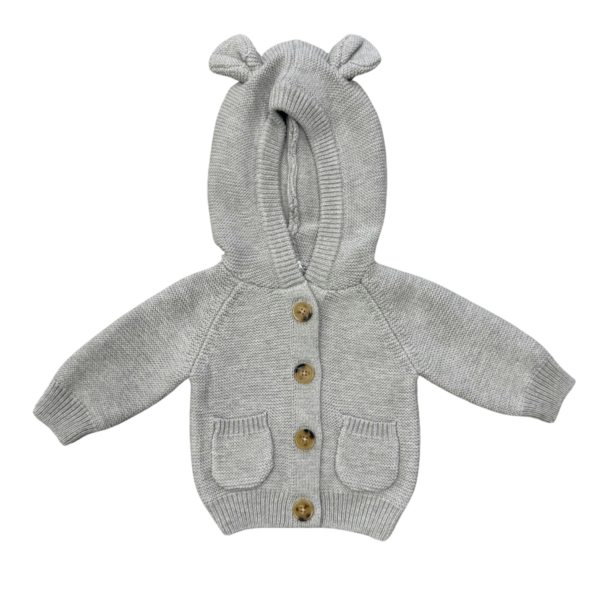 Knit Hoodie in Gray Marble