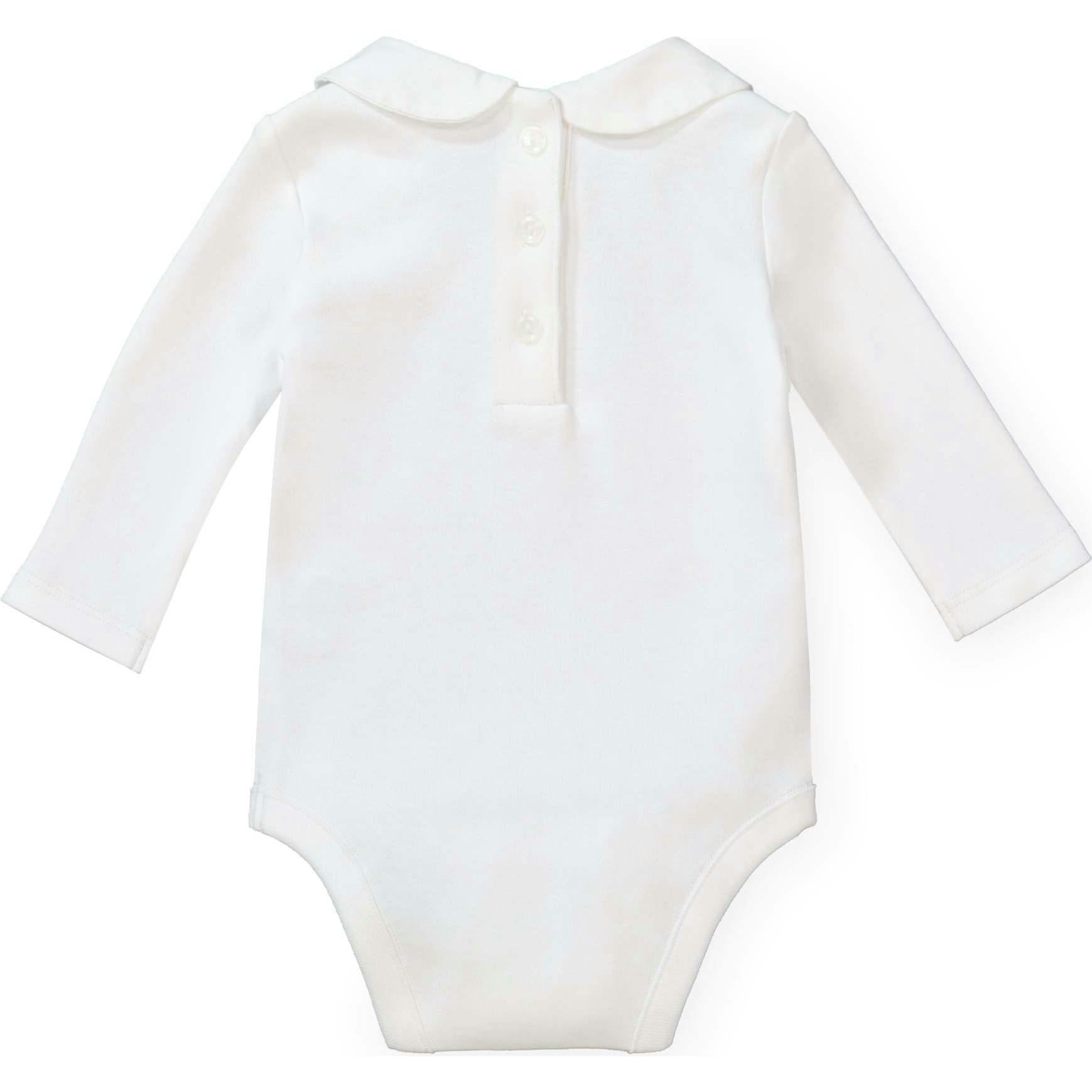 Organic Knit Peter Pan Collar Bodysuit, White