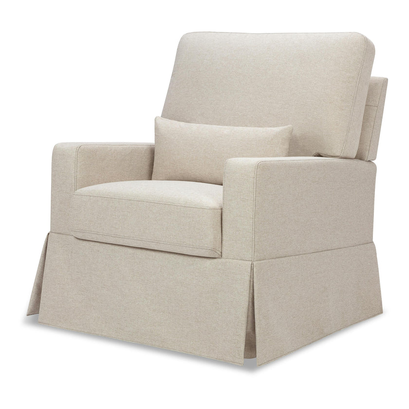 Crawford Pillowback Comfort Swivel Glider in Eco-Performance Fabric | Water Repellent & Stain Resistant in Performance Beach Eco-Weave