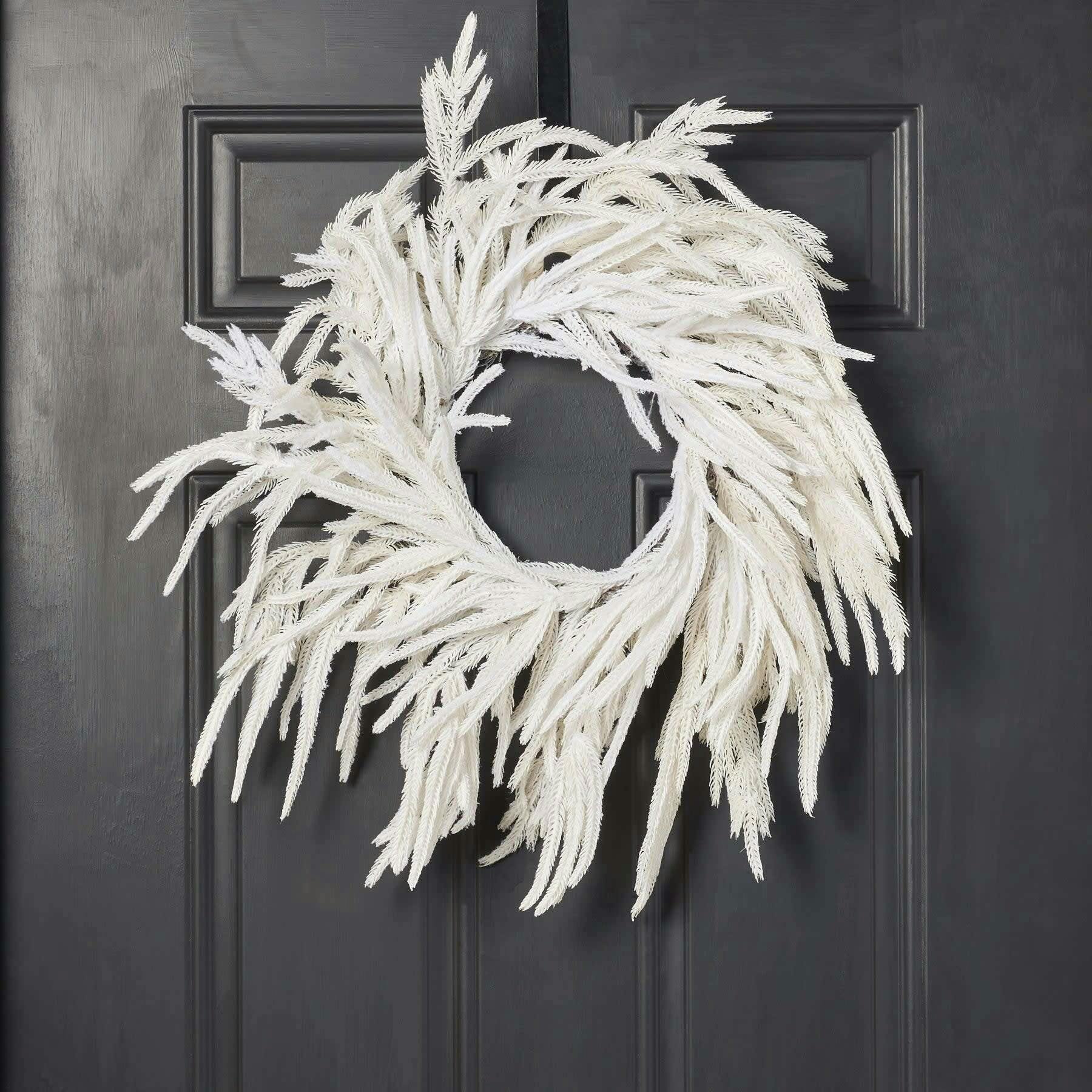 Norfolk Collection - Real Touch White Norfolk Pine Front Door Christmas Holiday Winter Wreath