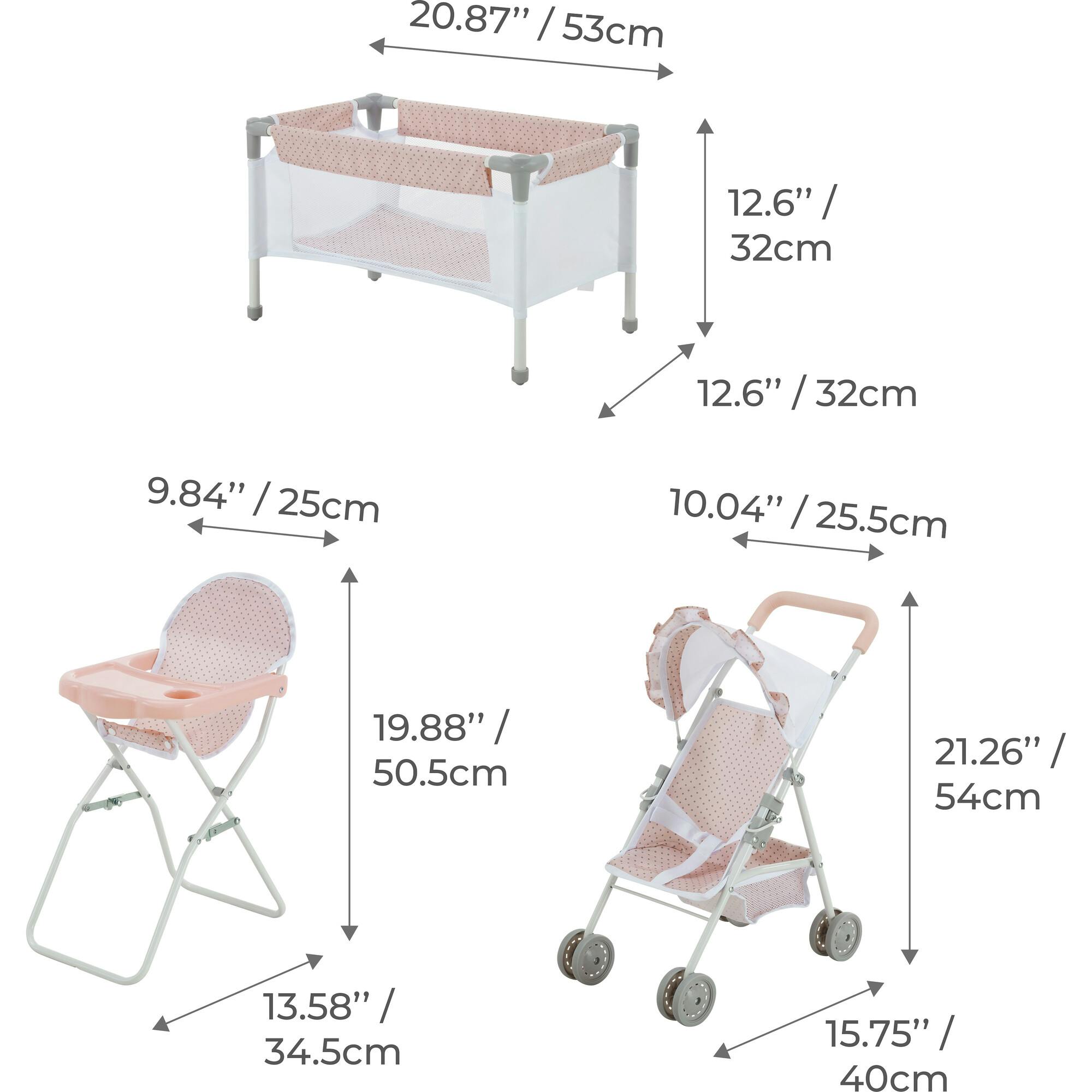 Olivia's Little World Baby Doll 3pc Nursery Set