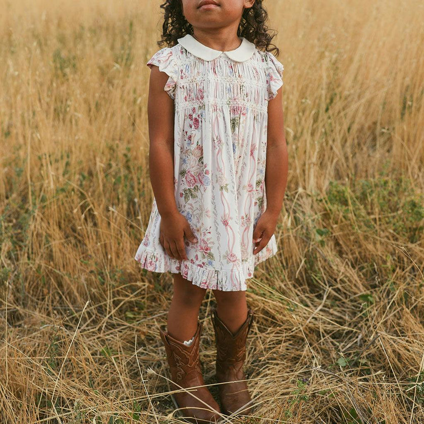 Janey Collared Smocked Ruffled Dress