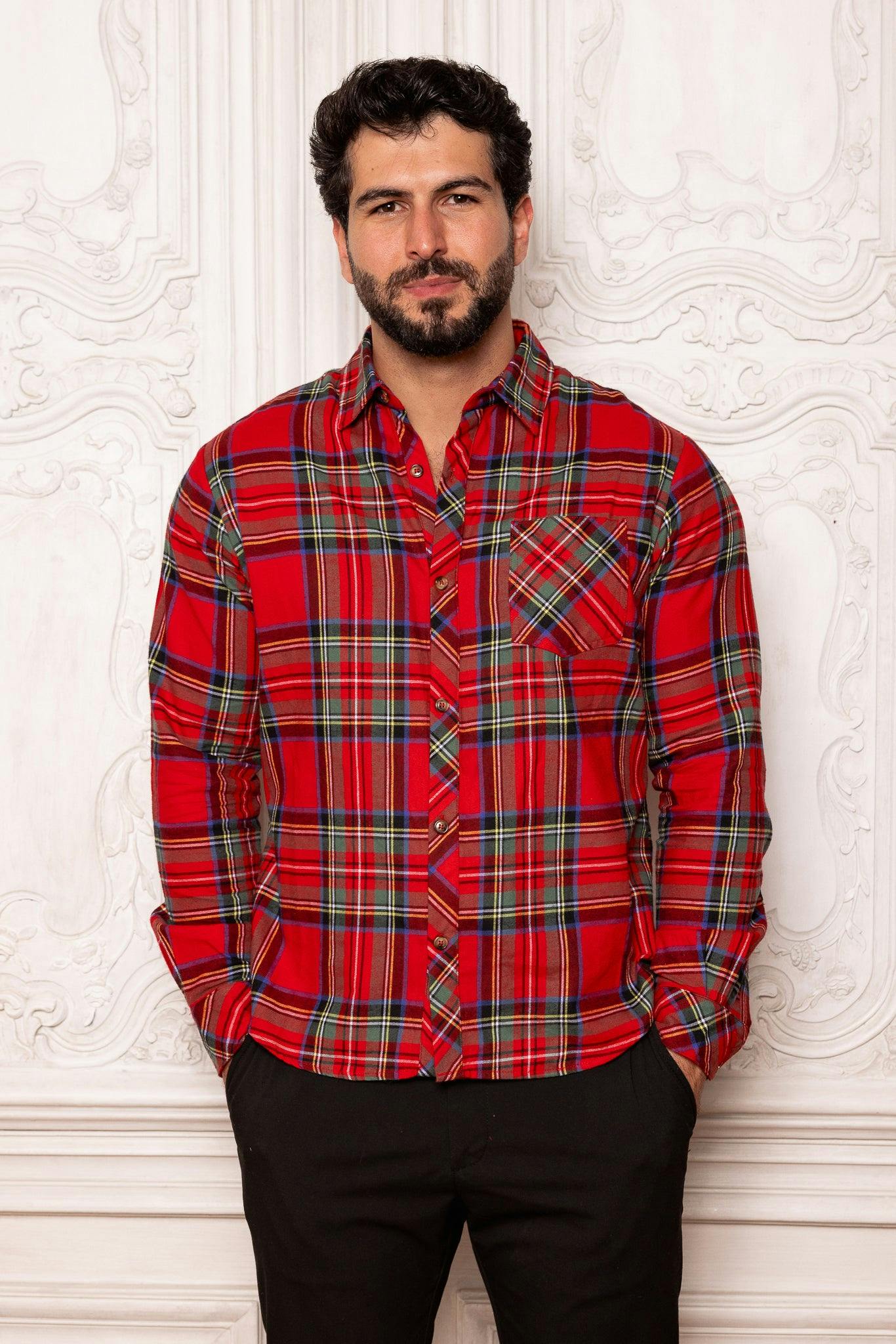 Mens John Shirt in Holiday Plaid