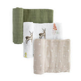 Cotton Muslin Swaddle Blanket 3 Pack - Oh Deer 2