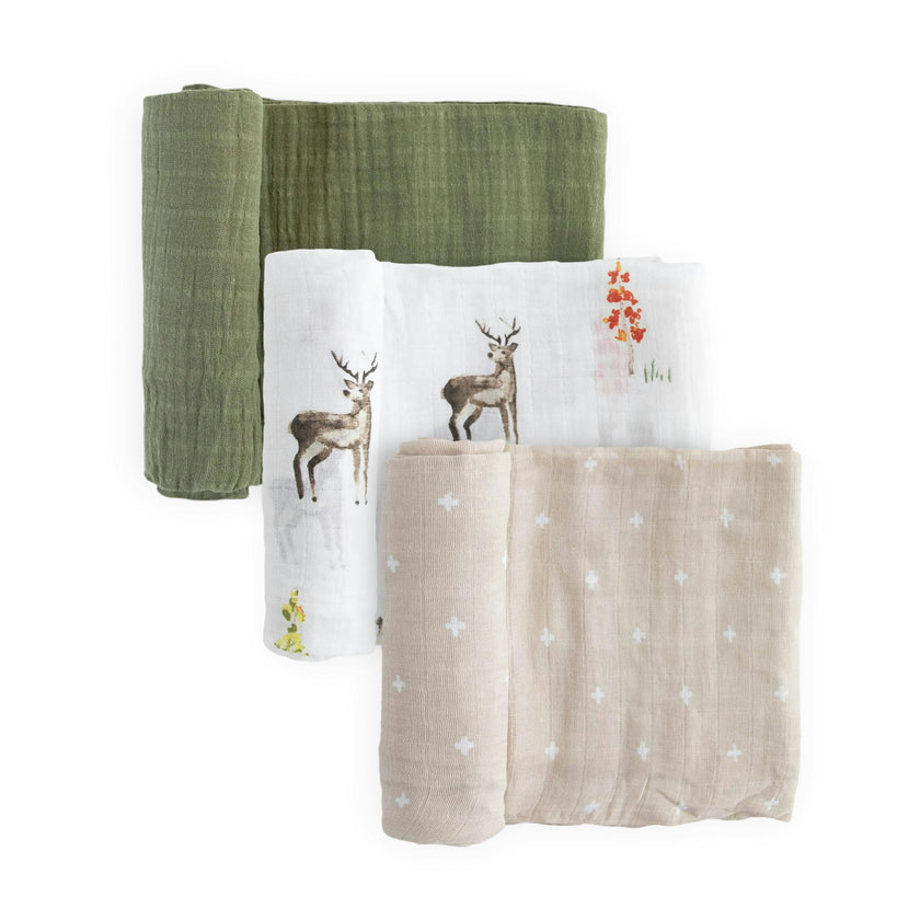 Cotton Muslin Swaddle Blanket 3 Pack - Oh Deer 2
