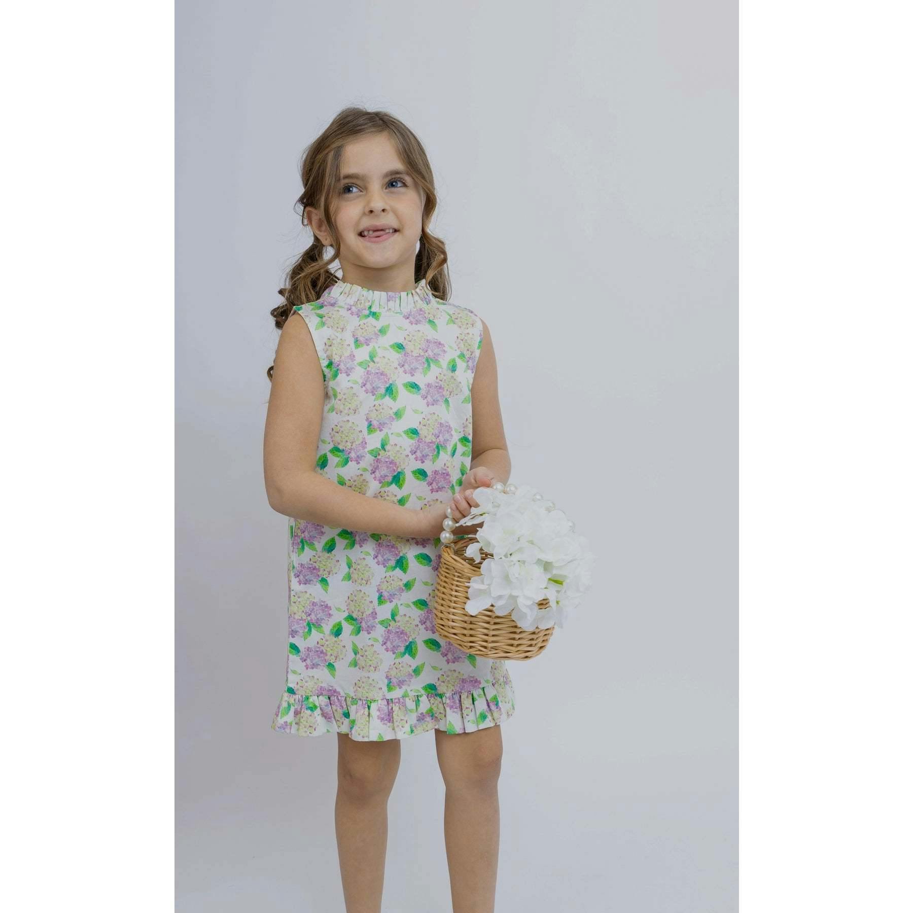 Hydrangeas Shift Dress with Back Bow