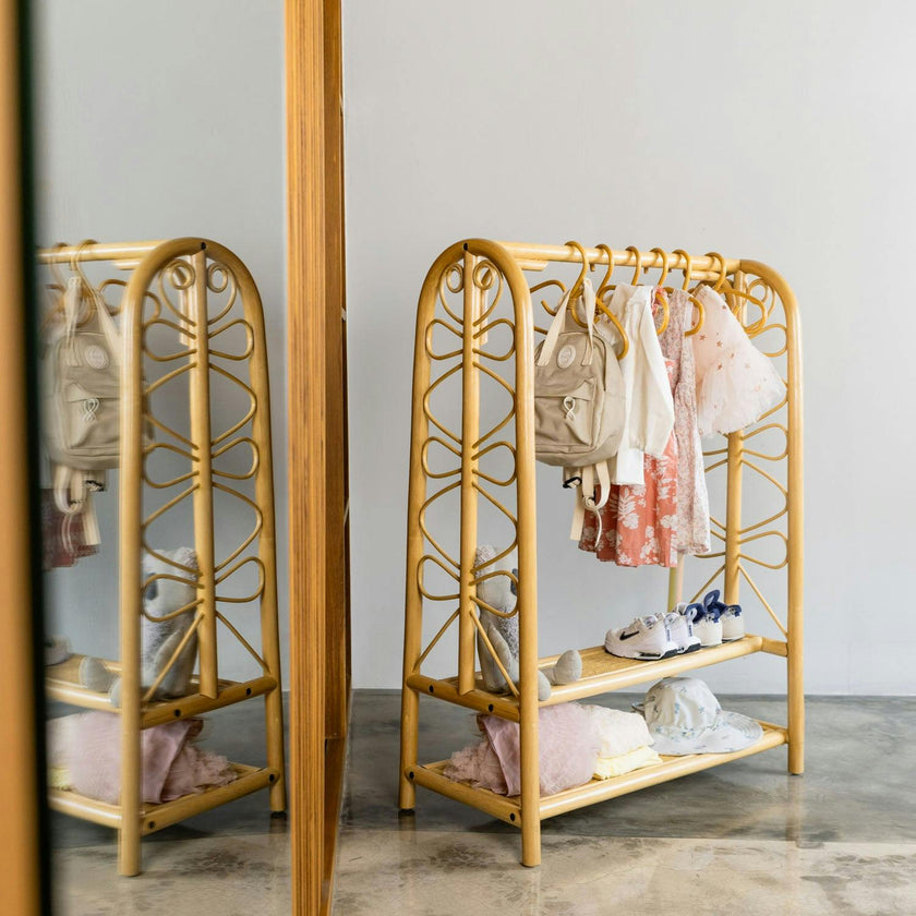 Handcrafted - Belle Kids Montessori Clothing Rack (Natural) - Rattan Wicker