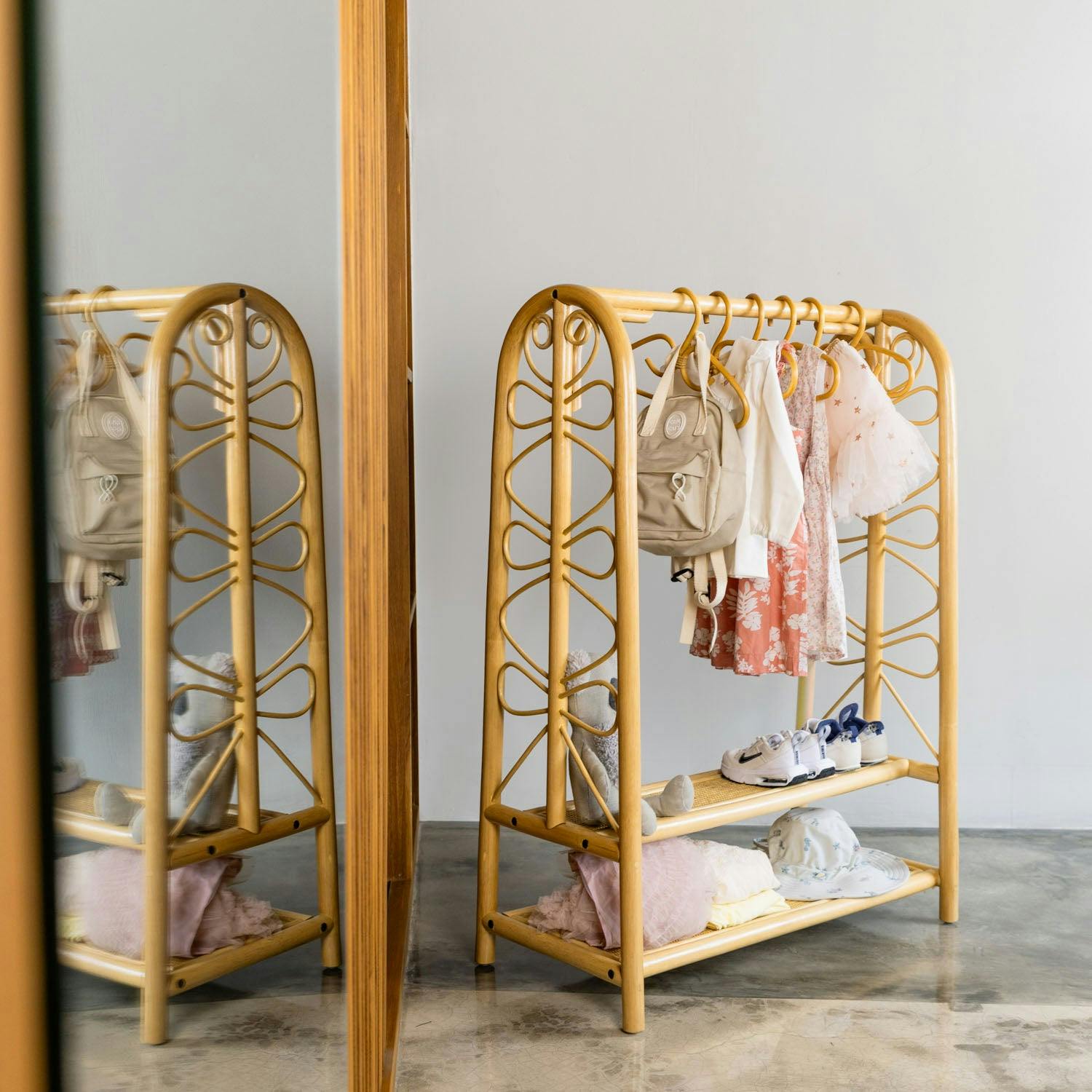 Handcrafted - Belle Kids Montessori Clothing Rack (Natural) - Rattan Wicker
