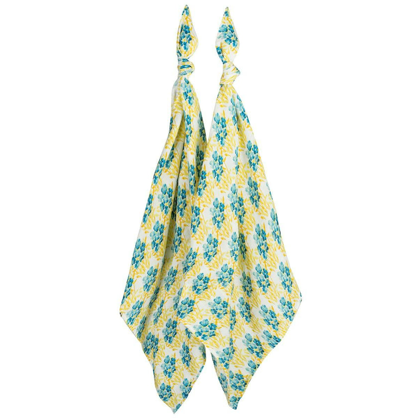 Sky Floral Bamboo Muslin Two-Piece Burp Cloth Set