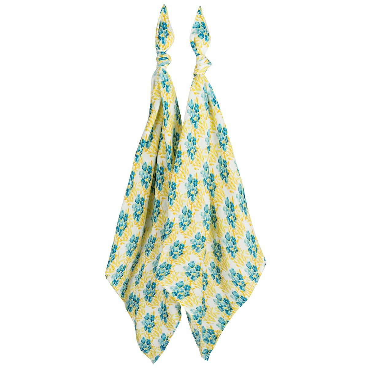 Sky Floral Bamboo Muslin Two-Piece Burp Cloth Set
