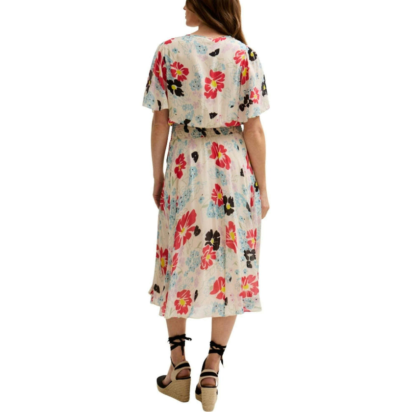 Galaxy Cowl Neck Poppy Print Midi Dress