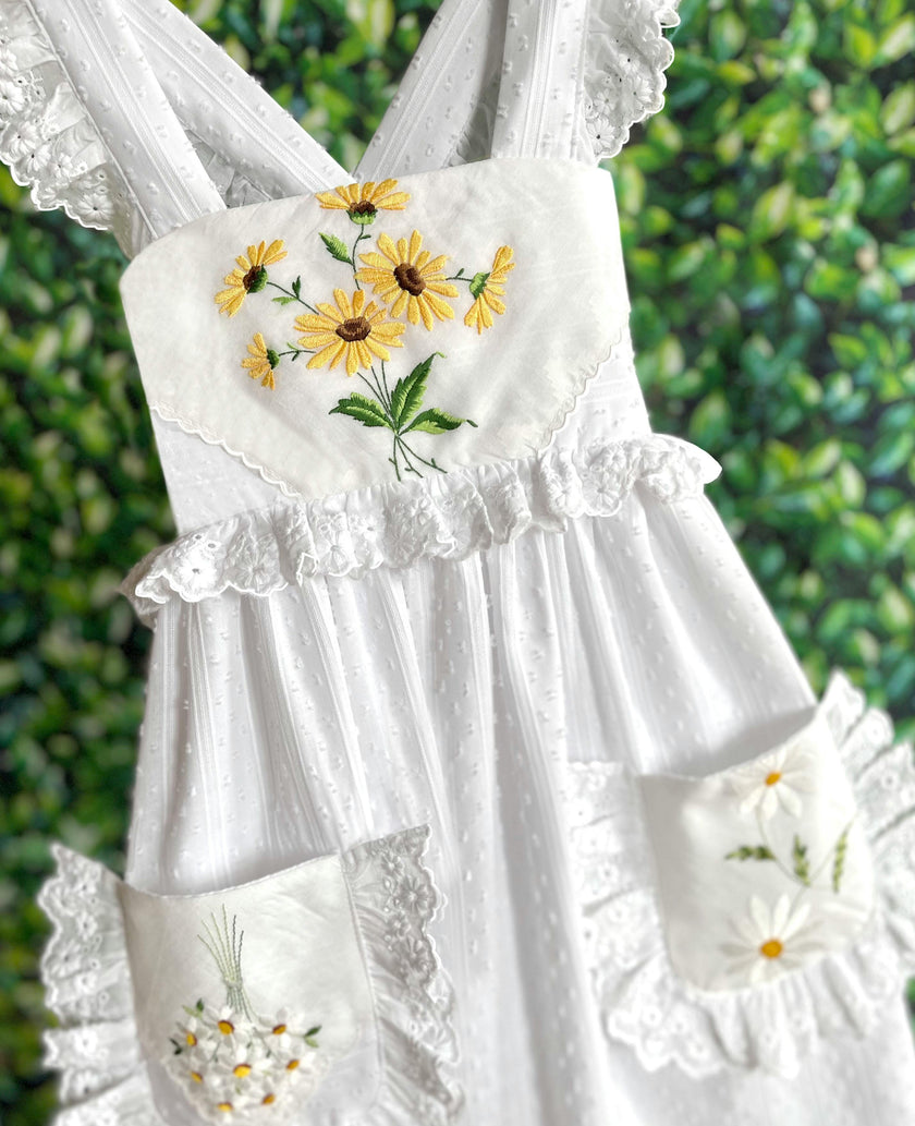 8y Heirloom Handkerchief Dress in Provençal Sunflowers & Daisies