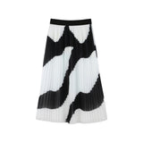 Girls Black & Ivory Zebra Pleated Skirt