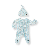 Print Zipped Long Sleeve Footed Onesie