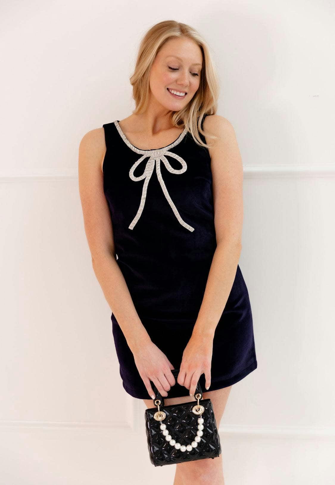 Women's Velvet Bow Princess Dress