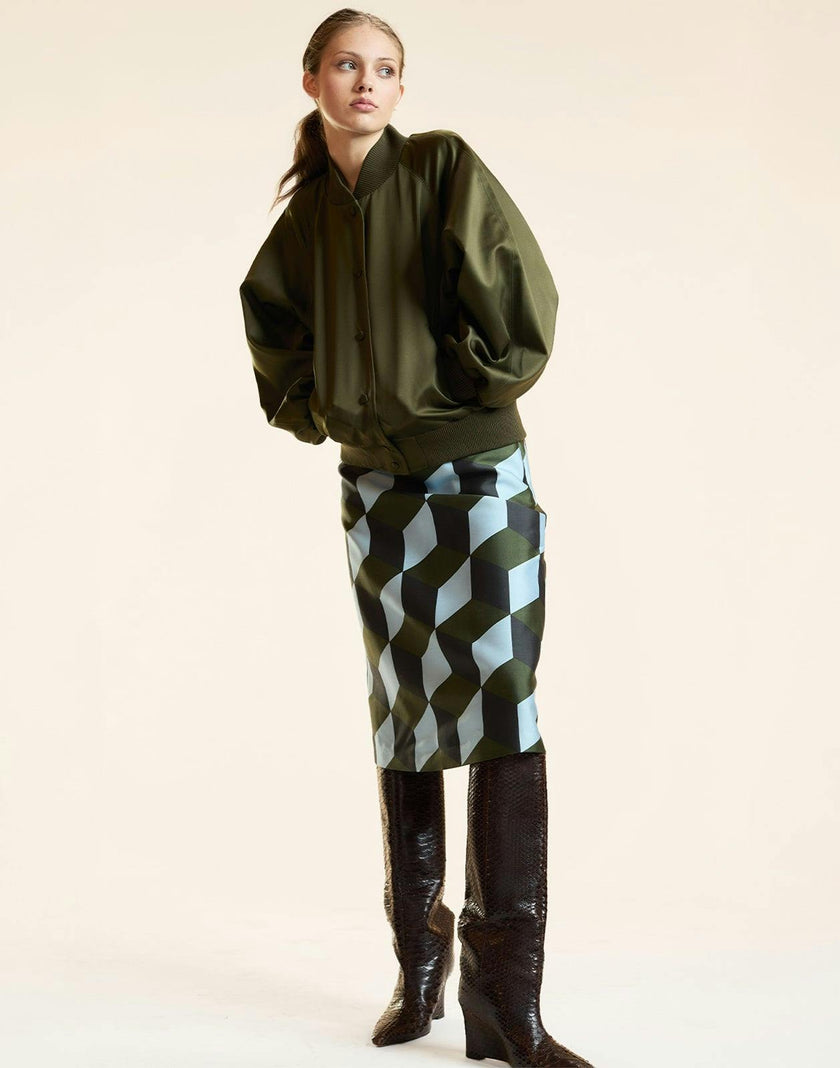Art Deco Silk Wool Skirt