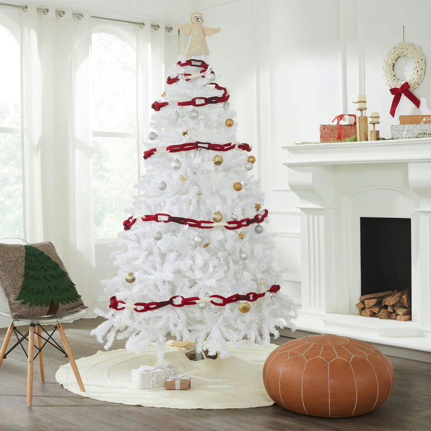 Hand Felted Wool Christmas Garland and Bunting - Loop Chain Red - 6'