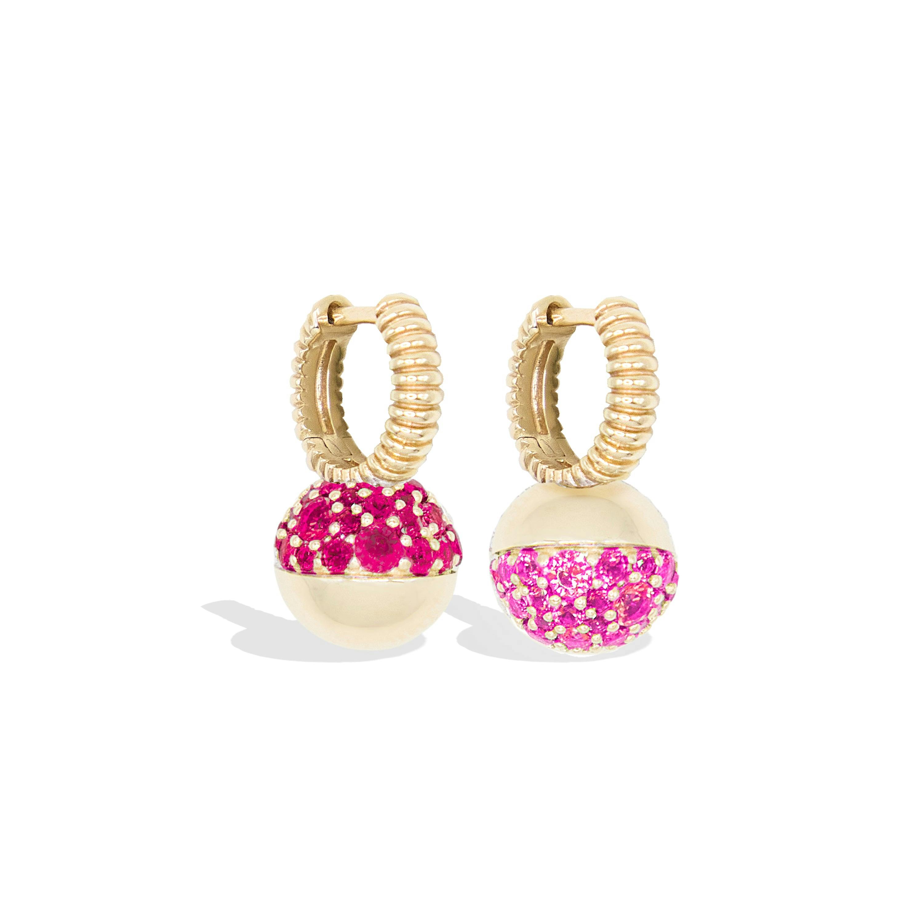 Revel Mini Bobble Huggie - Ruby & Pink Sapphire