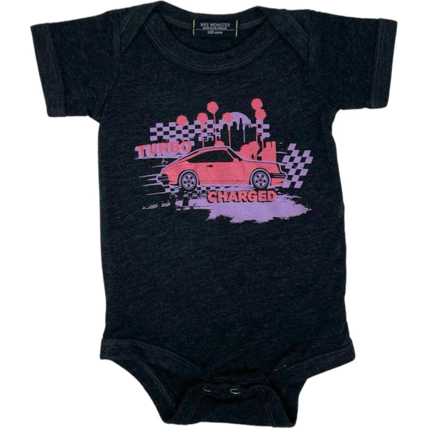 Turbo Charged Heather Black Baby Onesie - Unisex for Boys and Girls