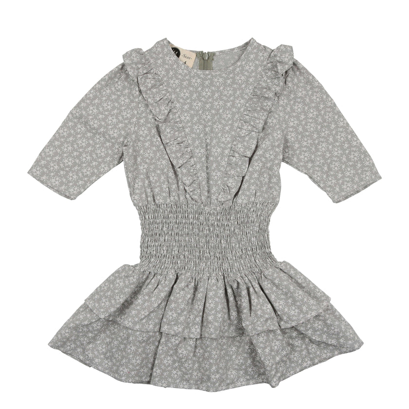 Textured Floral 3/4 Sleeve Peplum Dress