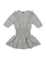 Textured Floral 3/4 Sleeve Peplum Dress